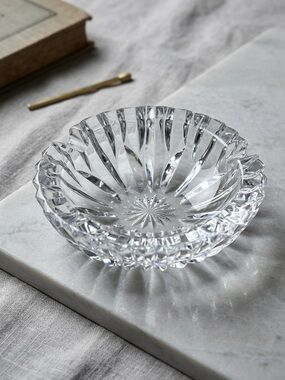 Vintage Cut Crystal Ashtray Heavy Lead Crystal Catchall Dish